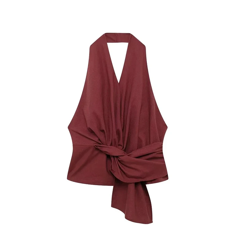 YUEYANG Женский Модный Комплект Из Топа И Брюк С Шейным Ремешком V-образным Вырезом