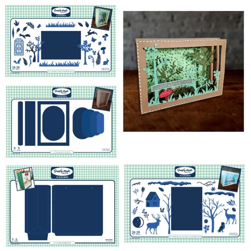 ШтампыУниверсальный подарочный пакет лесной пейзаж металлический трафарет