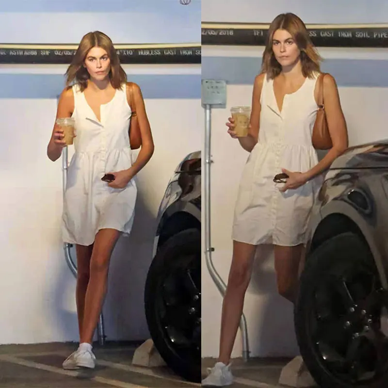 

Casual White Midi Dress for Woman 2021 Summer Designer Luxury Female Clothing Celebrity Clothes