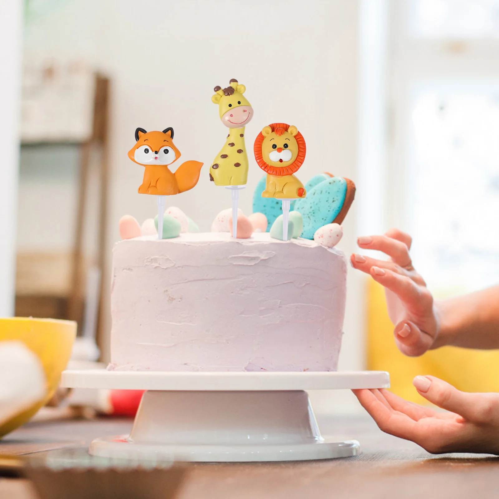 

Jungle Decorations Animals Cake Topper Toppers Party Decorative Items Cartoon Baby Boy Cupcake