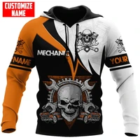 mechanic skull custom name 3d all over printed mens hoodies sweatshirt autumn unisex zipper hoodie casual sportswear dw904