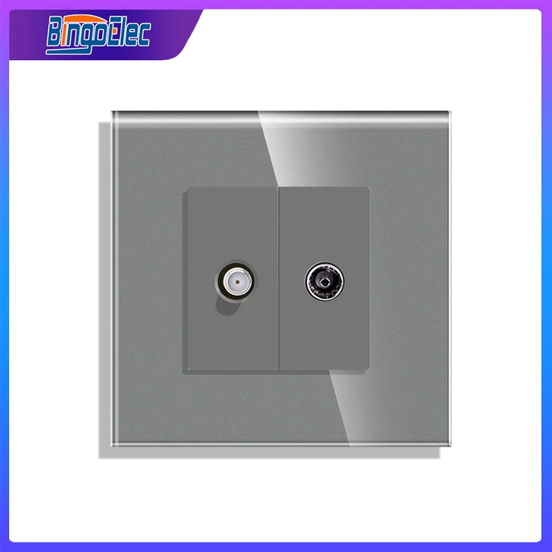 Bingoelec tv Satélite Tomada de Parede com Painel Vidro Cristal Padrão da ue 86 mm para a Melhoria da Casa
