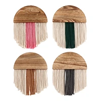 macrame wall hangings half round wooden shaped tapestry with fringe minimalist tassel tapestries for home bedroom decorations