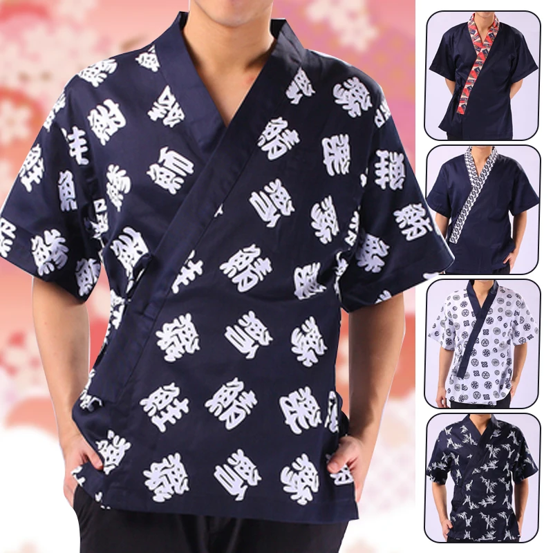 Рубашки для работы с суши-рестораном форма шеф-повара топы коротким рукавом и