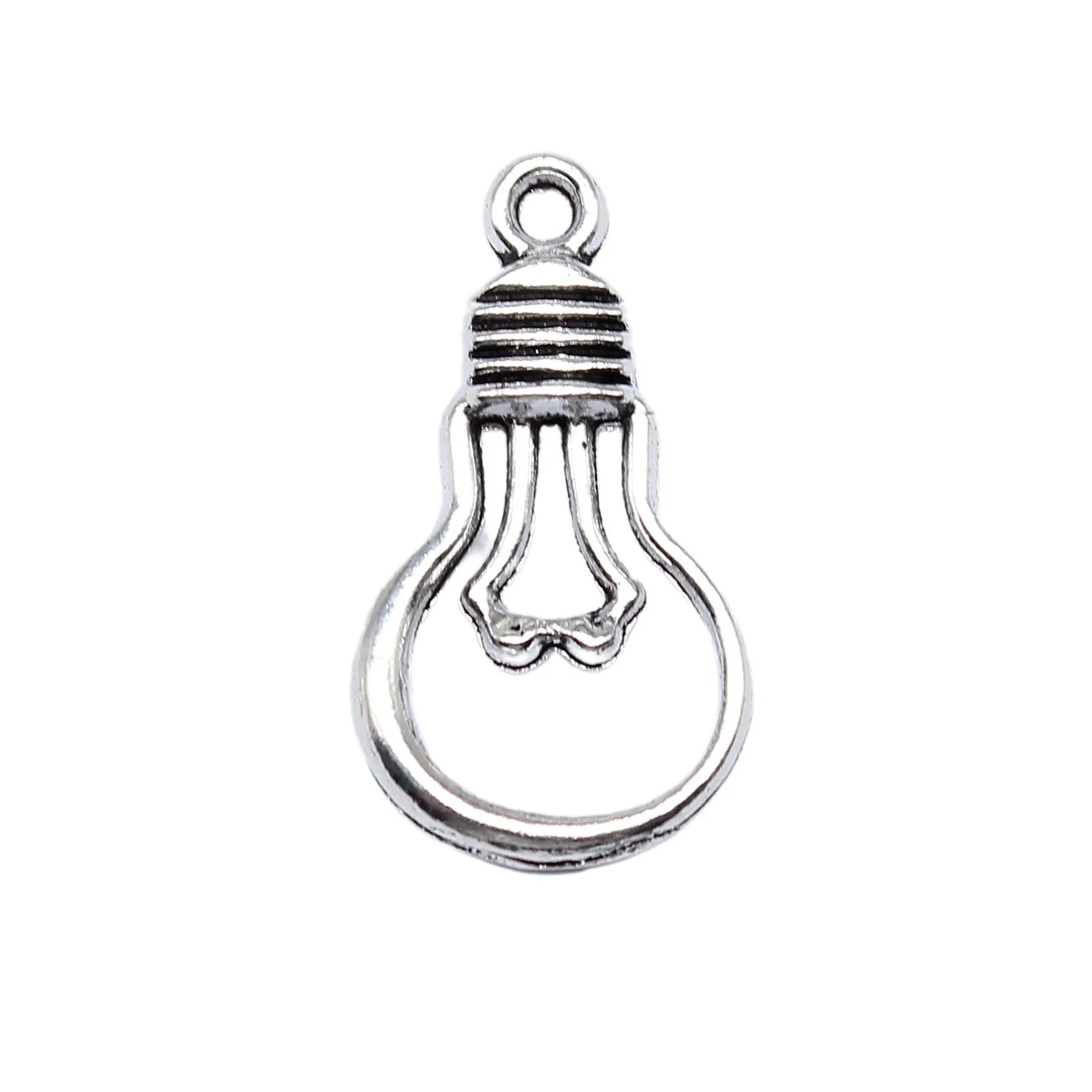 20Pcs 21x12mm Antique Silver Color Lamp Bulb Charms Pendant for DIY Jewelry Making Handmade Jewelry Craft Findings Accessories
