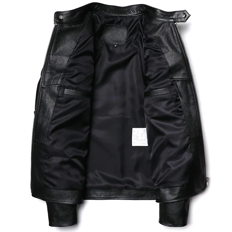 Классическая мотоциклетная куртка из натуральной кожи мужская тонкая мототкань