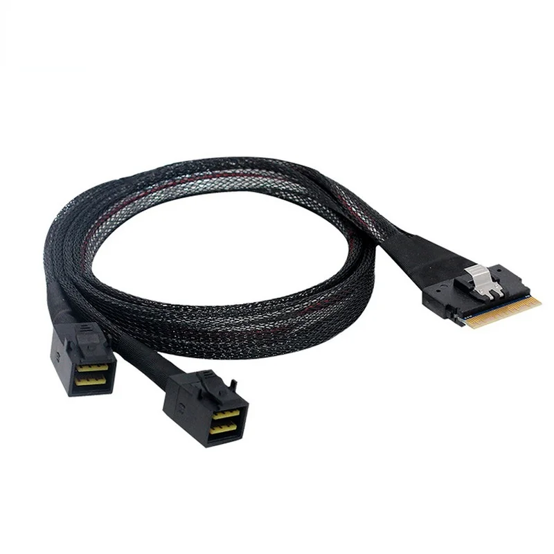 

OCuLink PCIe PCI-Express SFF-8654 76P to 2SFF-8643 SSD Data Active Cable 50cm