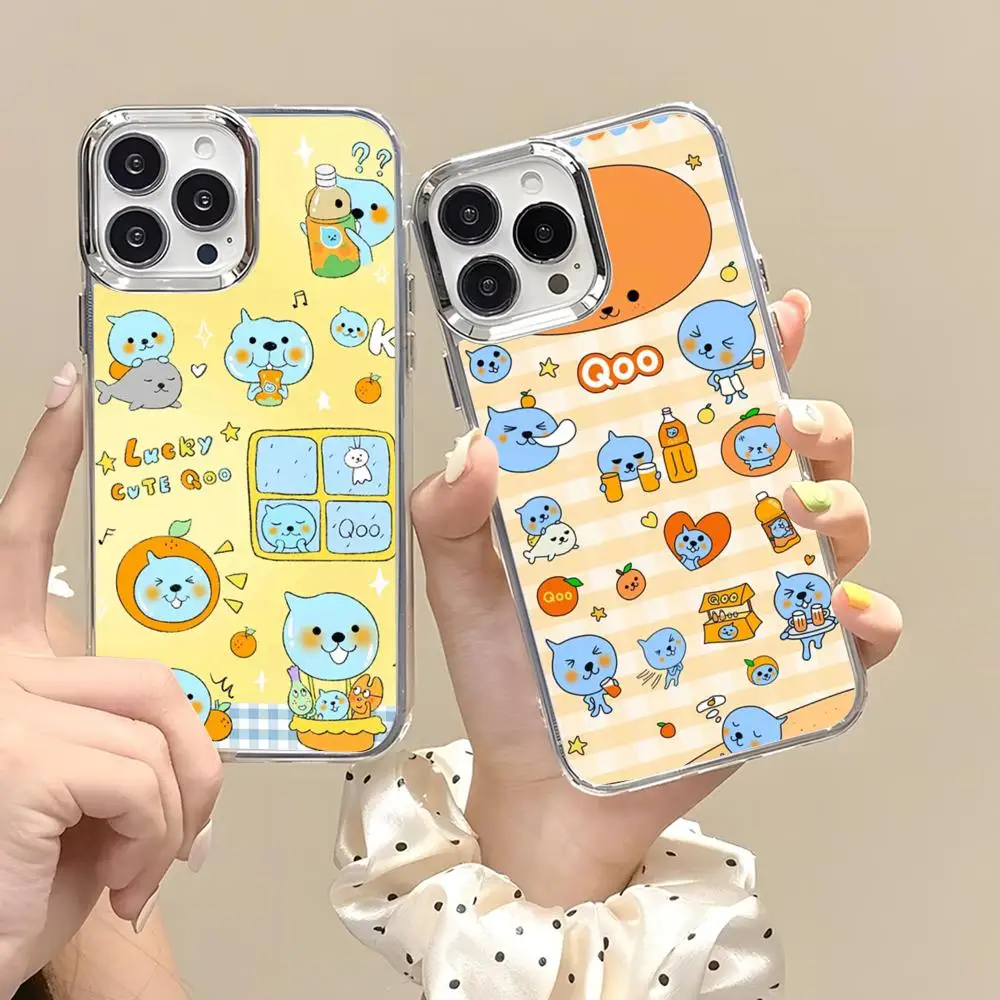 Фото Милый чехол Qoo для iPhone 17 Air, 17e, 16, 15, 14, 13, 12, 11 Pro Max Plus, прозрачный, мягкий №1