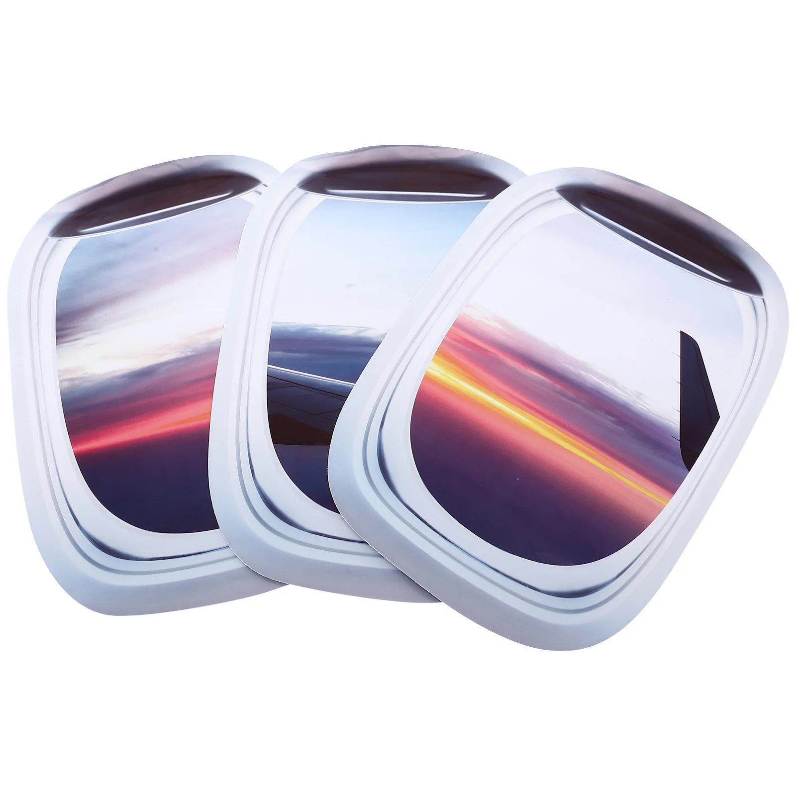 

3 Pcs Stickers Wallpaper Mural Door Simulation Airplane Window Removable Decorative Decal Pvc Tile Landscape Office
