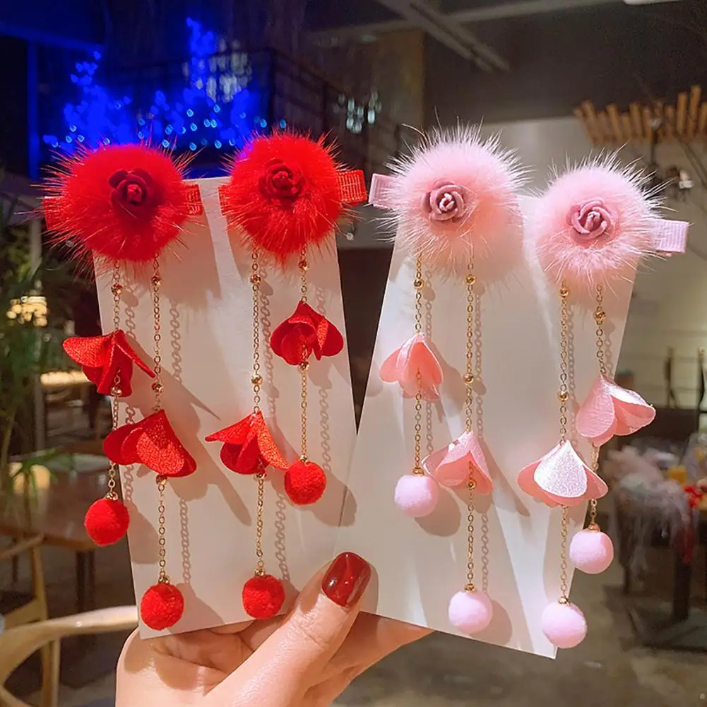 

Hair Clips Pompom Balls Adorable Vintage Style Alloy Headdress Good-looking Girls Fringed Hairpins For Birthday Party Horquilla