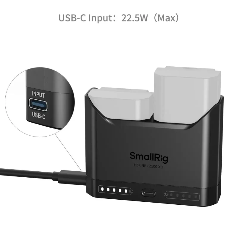 Фото Зарядное устройство Smallrig для аккумуляторов Canon LP-E6P/NP-FZ100/Nikon EN-EL15c/Sony NP-FW50/Panasonic DMW-BLK22 №4