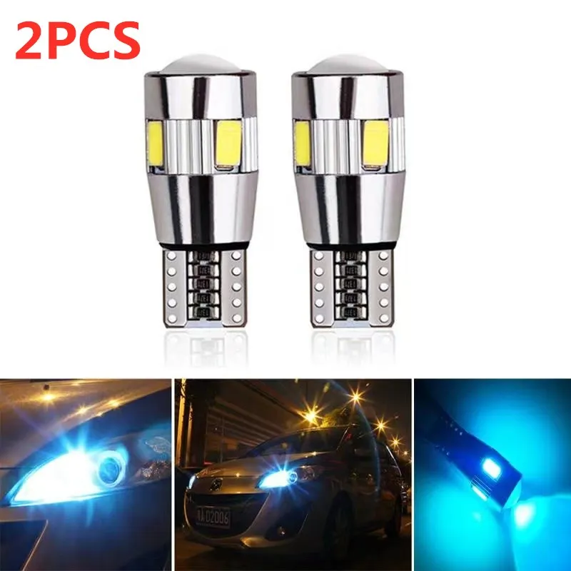 

2x Car 5W5 LED Bulb T10 W5W LED Signal Light Canbus 12V 6000K Auto Claerance Wedge Side Reverse Lamps 5630 6SMD Blue No error