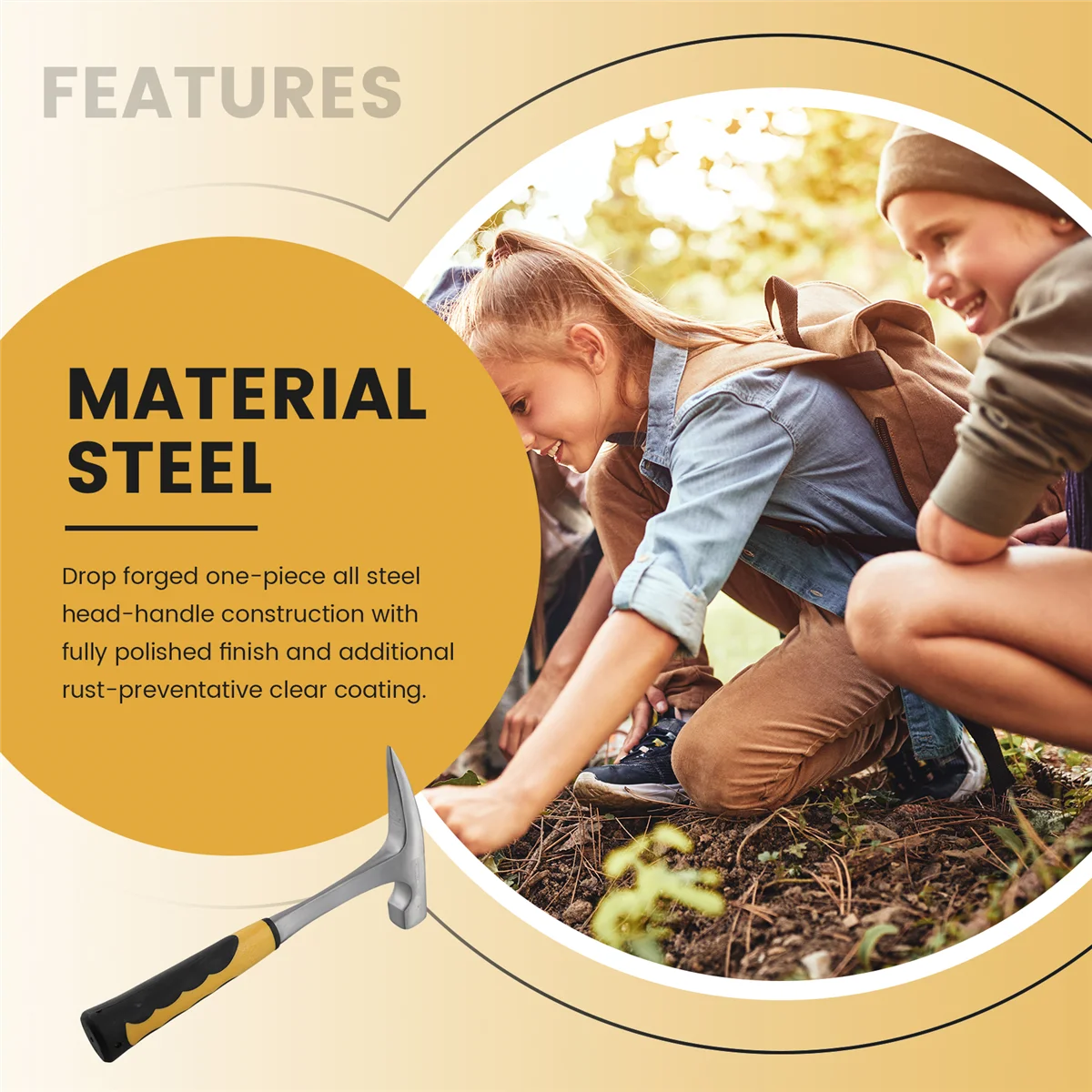 Геологический молоток для исследования заостренный минералов геологический