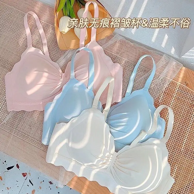 

32-38ABC Underwear Shaped All-inclusive Non-steel Ring Bra Small Chest Sexy Bra Anti-expansion Girl Seamless Bra
