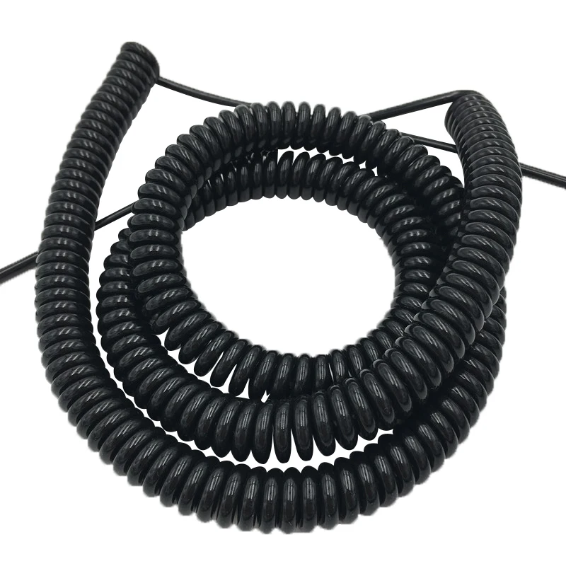 

2 core PU sheath Control line Wire 0.75mm spring spiral cable 3/4core 1.5mm0.3mm2.5mm power cord can extend the tensile wire