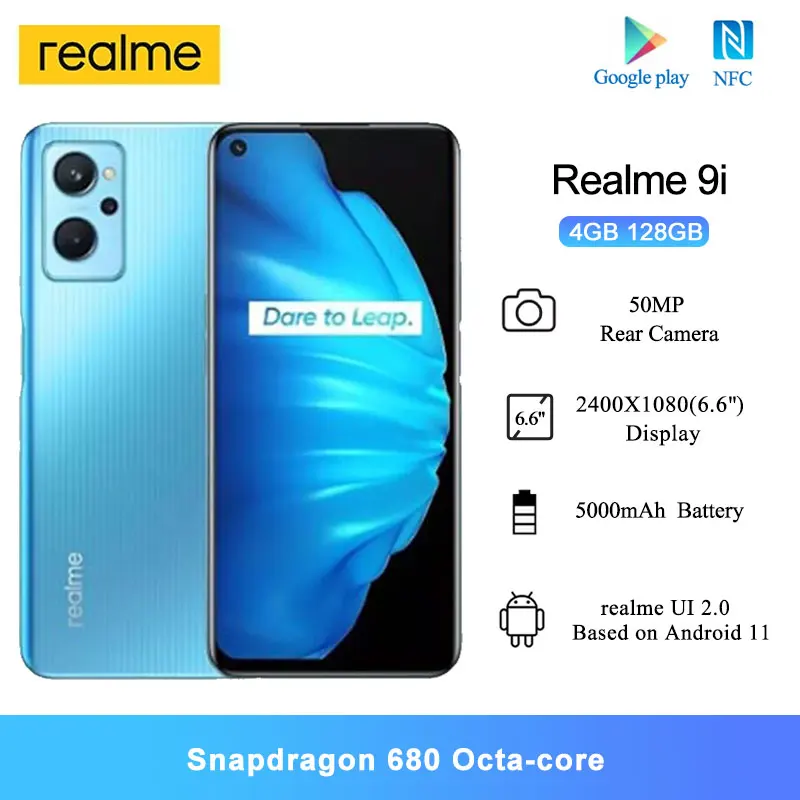 

Смартфон [глобальная версия] Φ realme 9i, Snapdragon 680, экран 6,6 дюйма, 90 Гц, камера 50 МП, аккумулятор 5000 мАч, зарядное устройство 33 Вт