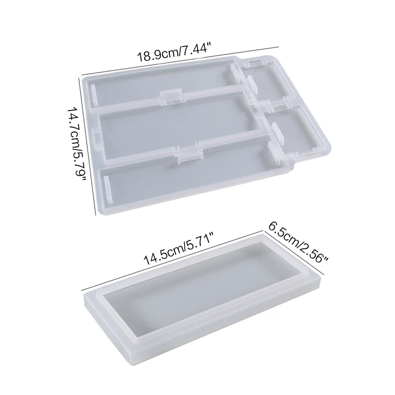 Domino Storage Box Resin Mold with Lid 19x15cm Rectangular Silicone DIY Molds images - 6