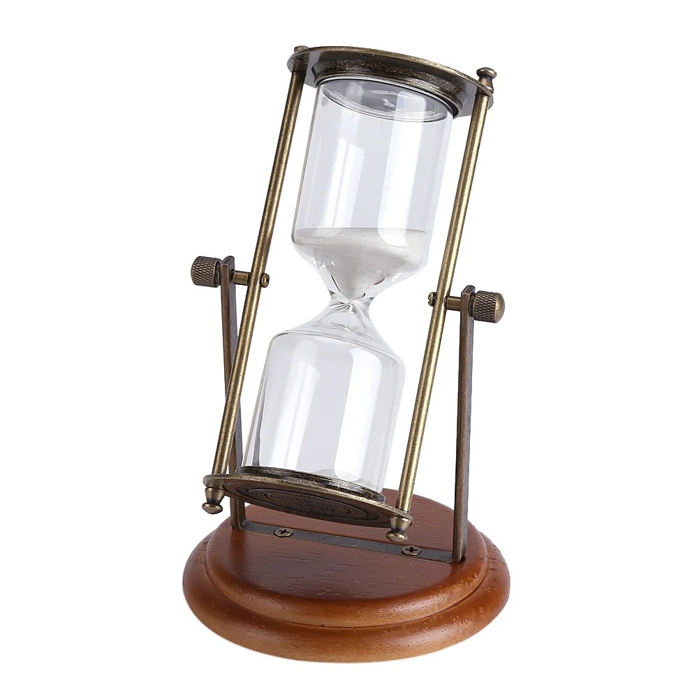 

Металлический вращающийся песочный стеклянный таймер, часы с украшением для стола, домашний декор, подарок, часовой стакан, часовой стакан, ...