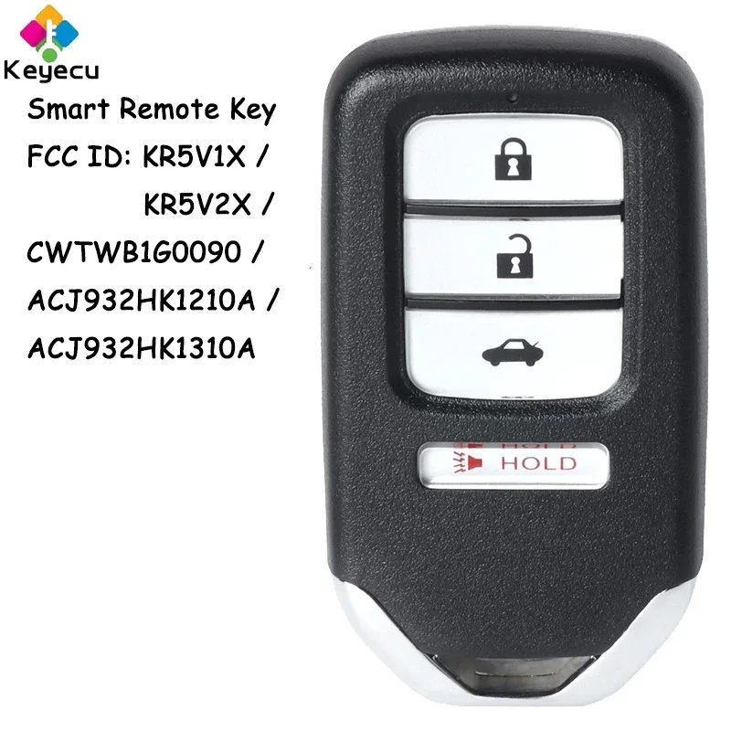 

KEYECU Smart Remote Car Key With 4 Buttons for Honda City Accord Civic Fob KR5V1X KR5V2X CWTWB1G0090 ACJ932HK1210A ACJ932HK1310A