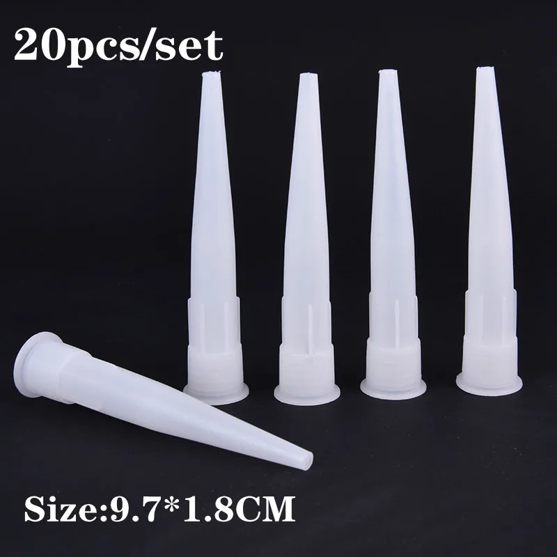 20pcs Plastic Glass Glue Nozzles Universal Caulking Gun Nozzles  Sealant Silicone Caulking Tips Mouth Home Construction Tools