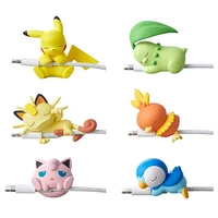 take a bite sleep pikachu manual pokemon mobile phone data cable protective cover cartoon eevee thread holding and biting device