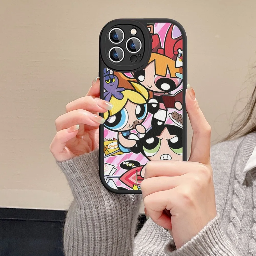 Cute Cartoon P-Powerpuff Girls Mobile Phone Case Hard Leather For IPhone 16 15 14 13 12 11 Pro Max Xs X Xr 7 8 Plus Fundas