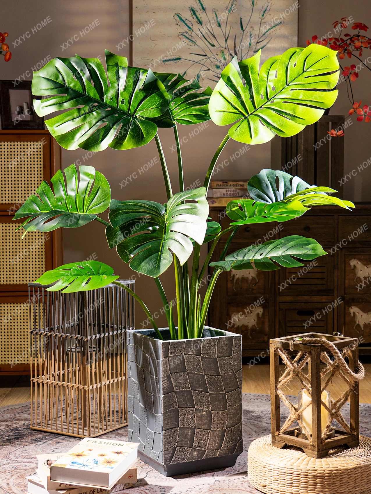 Большое псевдодерево большой лист монстера чадеса растение имитация