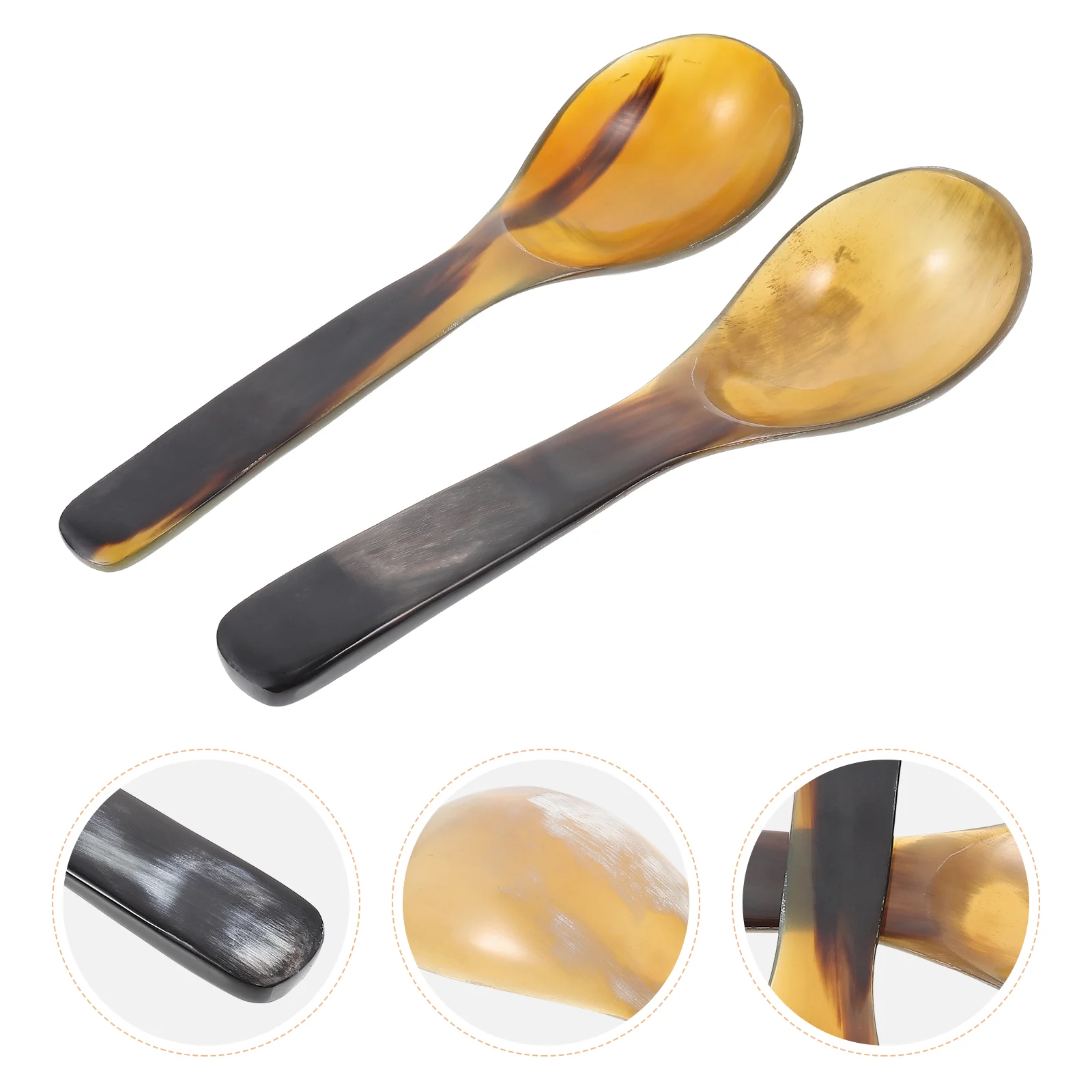 

2 Pcs Horn Spoon Dessert Spoons Kitchen Accessories Home Ox Porridge Tablespoon Restaurant Eating Horns Scoop Child Soup Scoops