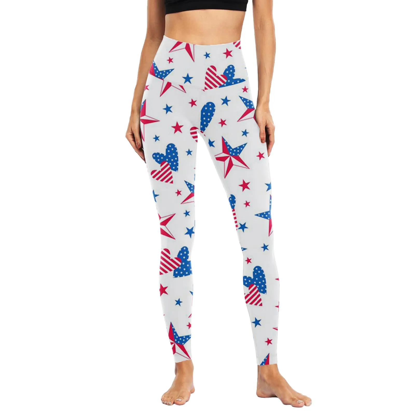 

Independence Day Sports Leggings Fashion Women American Flag Print Fitness Leggins High Waist Push up Seamless Workout Jeggings