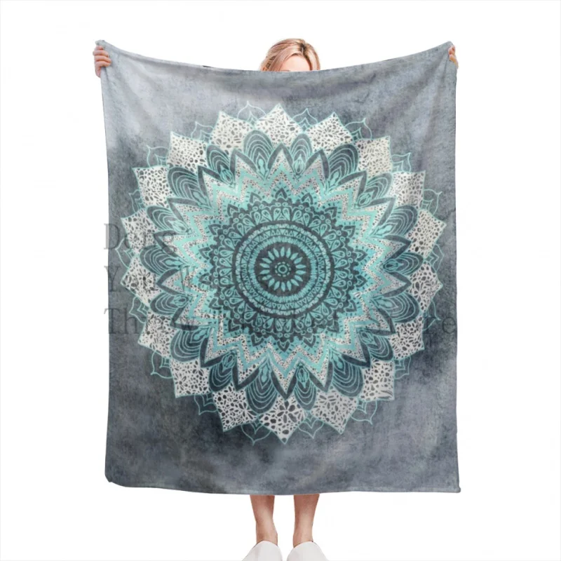 

BOHOCHIC MANDALA IN BLUE Throw Blankets Soft Flannel Fleece Warm Blanket Bed Couch Camping Travel