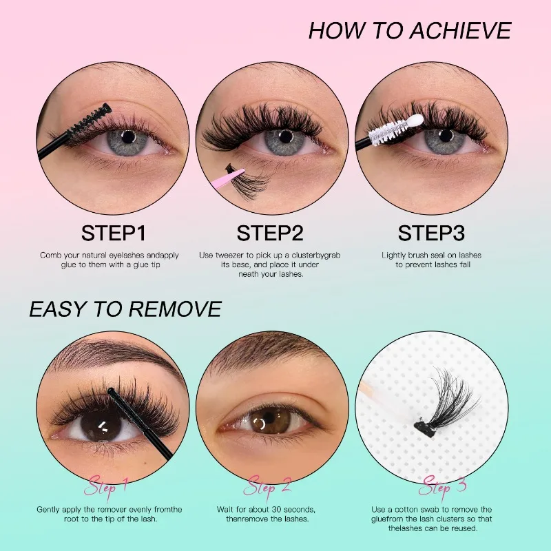Кластеры ресниц DIY Набор для наращивания 360 шт. Отдельные кластеры D Curl Densy Макияж
