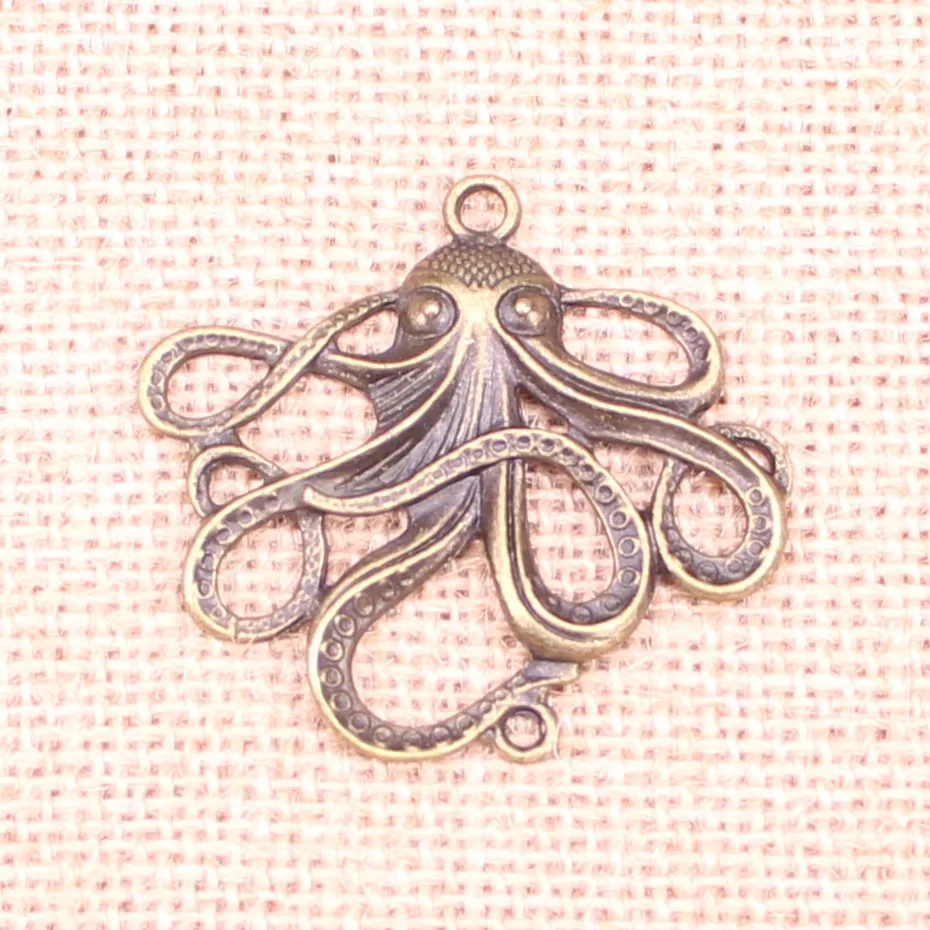 Подвески для ювелирных изделий в виде осьминога, 20 шт., 48x45 мм, подвески с античным бронзовым покрытием ручной работы «сделай сам»