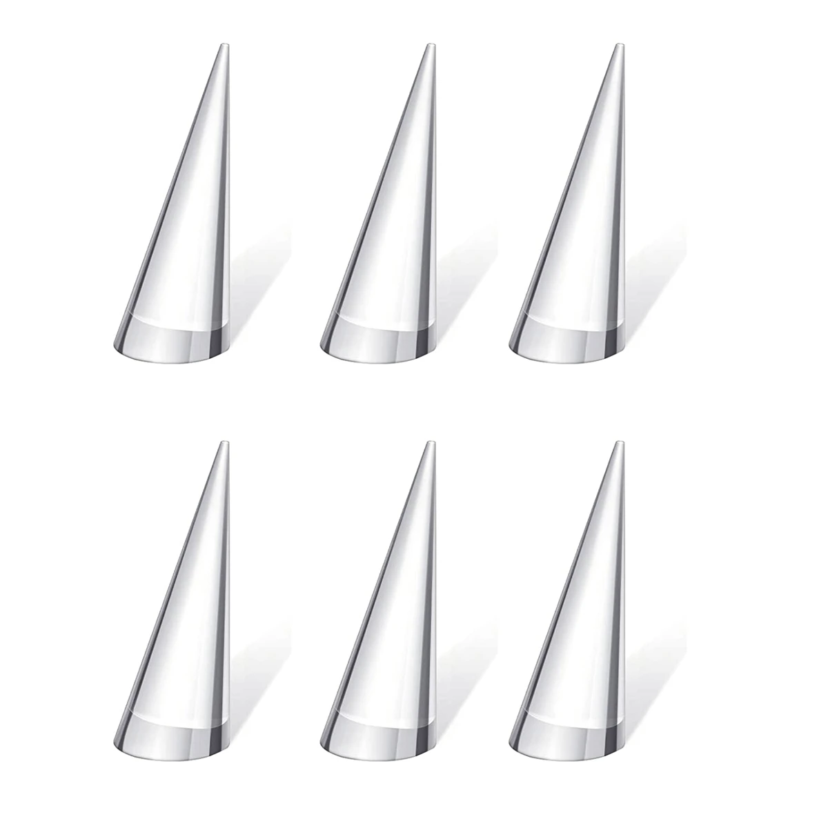 

6Pcs Transparent Acrylic Crystal Ring Holder Wedding Ring Display Cone Support Holder Single Finger Rings Showcase Stand