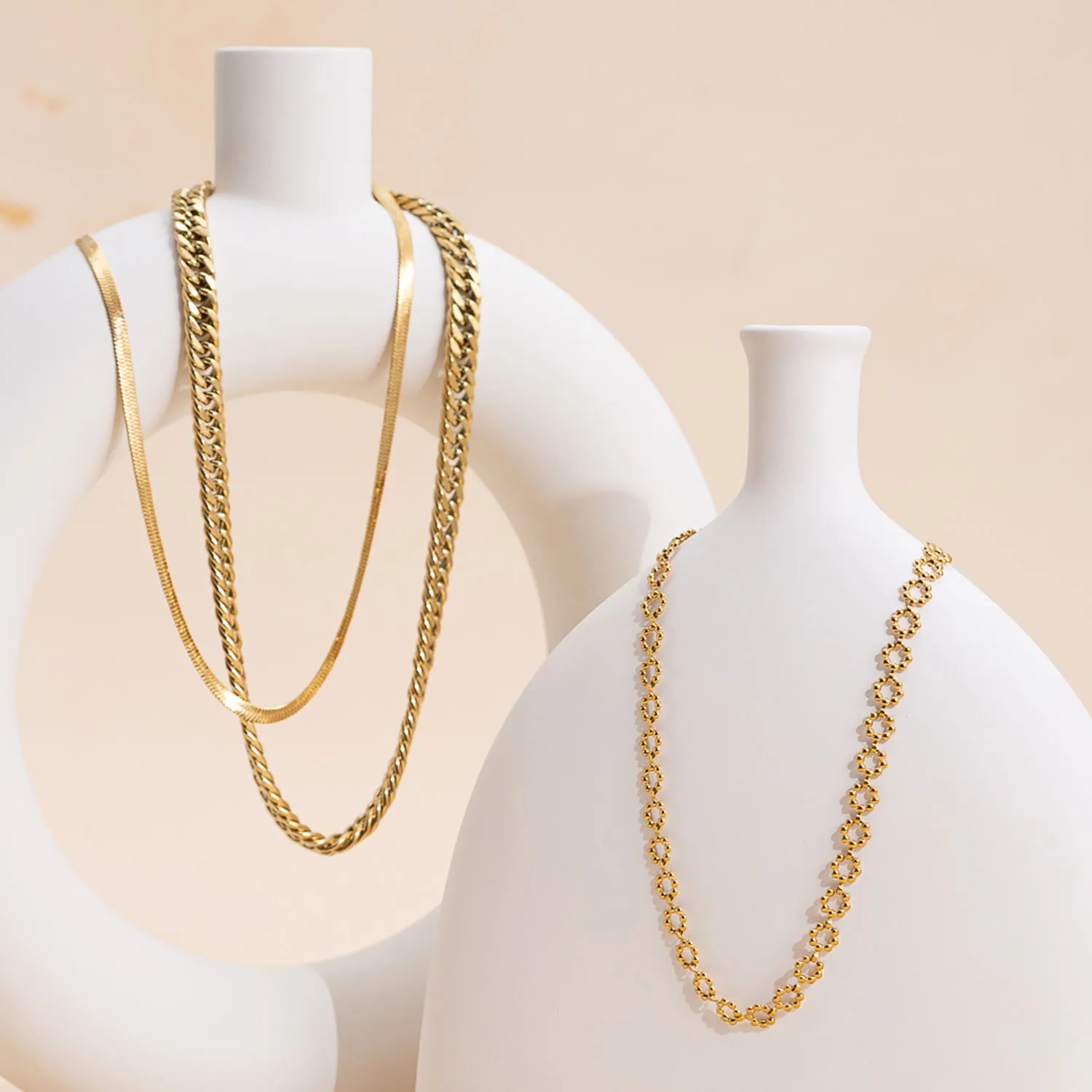 Модное минималистичное ожерелье из нержавеющей стали-Водонепроницаемый модный