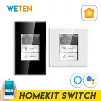 Homekit Wifi Wall Light Switch LCD Screen Touch Panel Smart Curtain Switch Energy Monitor for Alexa Google Home