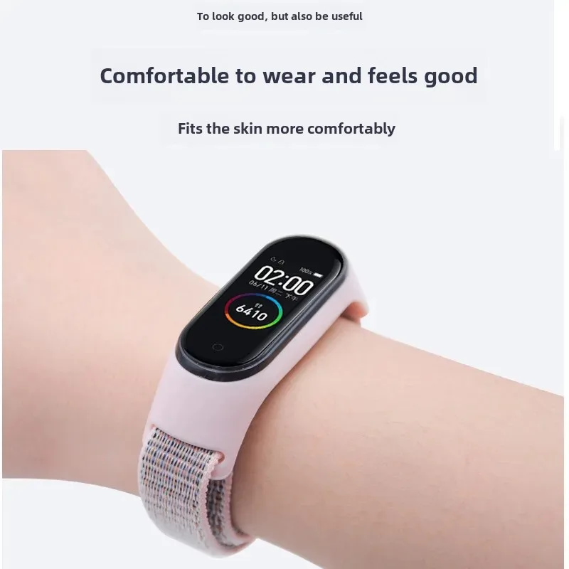 Canva Fashionable Casual Replacement Strap For Xiaomi Bracelet 3/4/5/6/7 Classic Nylon Loop Motorcycle Electronic Accessories