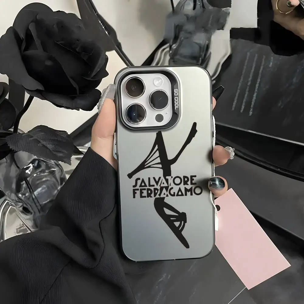 Fashion F-FerragamoES Logo Phone Case For iPhone 17 16 15 14 13 12 11 Pro Max Air multicolor Matte Laser Metallic Aurora Funda (art.: 3920d24bab663) - 3920d24bab663