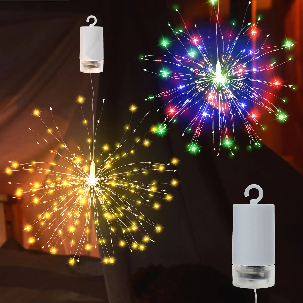 

Starburst Sphere Light 200 LEDs Hanging Starburst Fairy Light 8 Modes Remote Control LED Firework Lights IP65 Waterproof Fairy