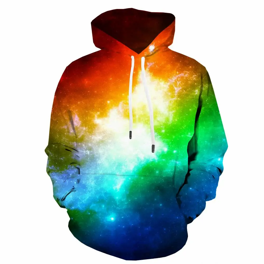 

Rainbow Hoodie Men Rainbow Abstraction Hoody Anime Funny 3d Printed Starry Sky Hooded Casual Light Spot Hoodie Print