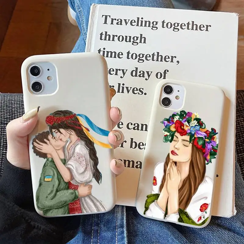 

Ukraine Ukrainian Girl Phone Case for iPhone 11 12 13 Mini Pro Xs Max 8 7 6 6S Plus X XR Solid Candy Color Case