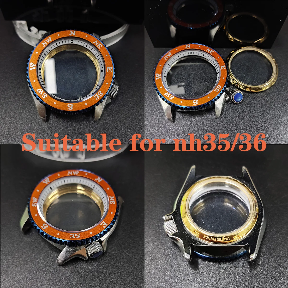 

40mm NH35 Case SKX007 Watch Case high-quality modified case Sapphire Glass Waterproof For NH35 Movement Watch Replacement Parts