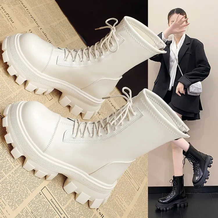 

Женские резиновые сапоги со шнуровкой, сапоги с круглым носком, роскошные дизайнерские сапоги на платформе, до середины икры, в стиле «Лолит...