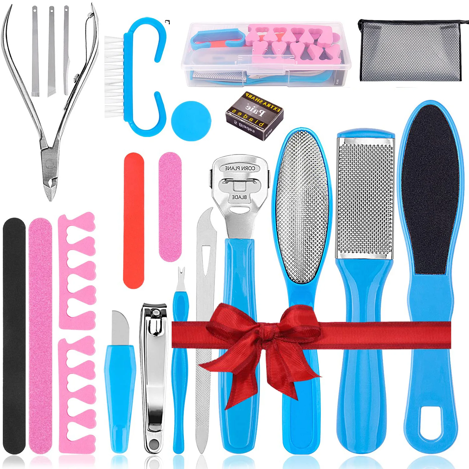 

Pedicure Kit,Professional Pedicure Tools with Storage Bag Foot File Callus Remover for Feet Foot Care Scrubber Dead Skin Remover