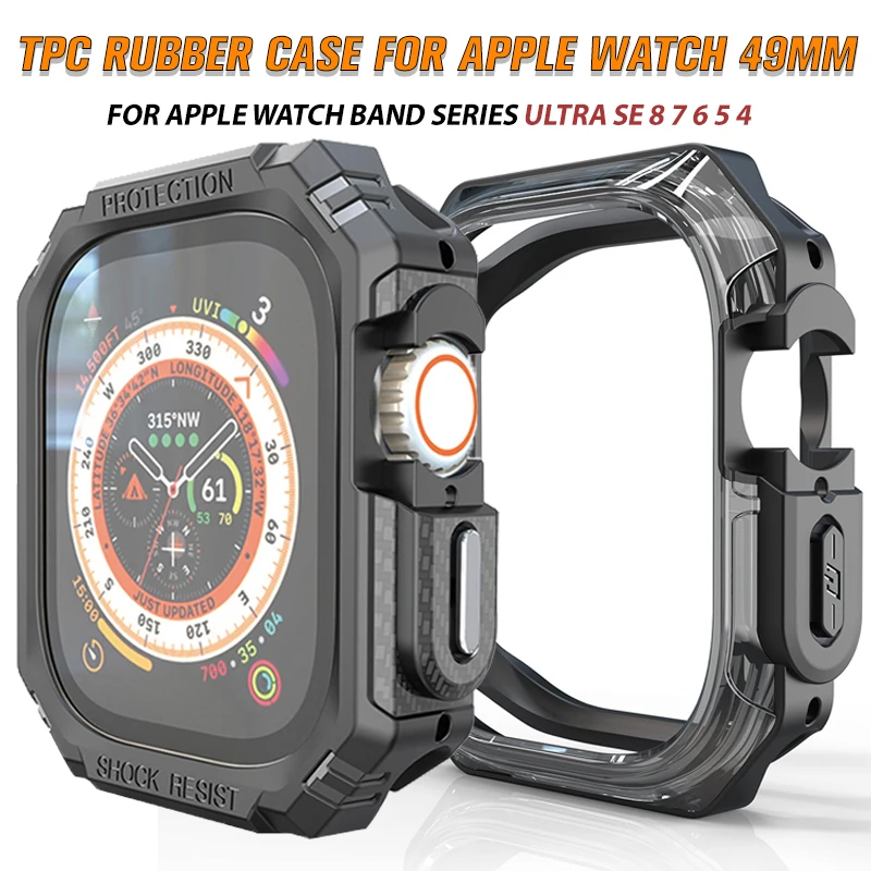 Silicone Case for Apple Watch Ultra 49MM Case 45MM Frame Protective Bumper Rubber iWatch Series 8 7 6 5 4 44MM 40MM Accessories