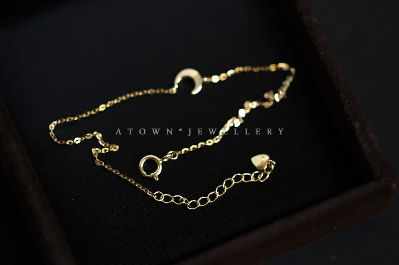 

Универсальный Тонкий блестящий браслет для подруги из 14-каратного золота с полумесяцем