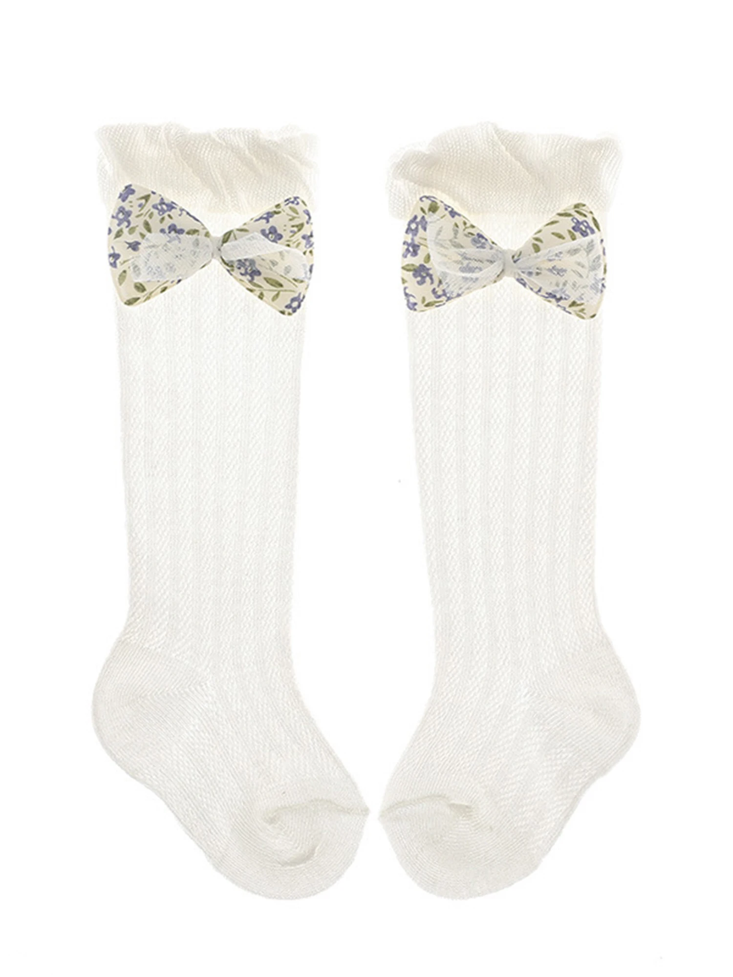 

Toddler Kids Girls Long Stockings Ultra-Thin Mesh See-Through Cute Bowknot Over-The-Knee Socks Children Anti-Mosquito Socks