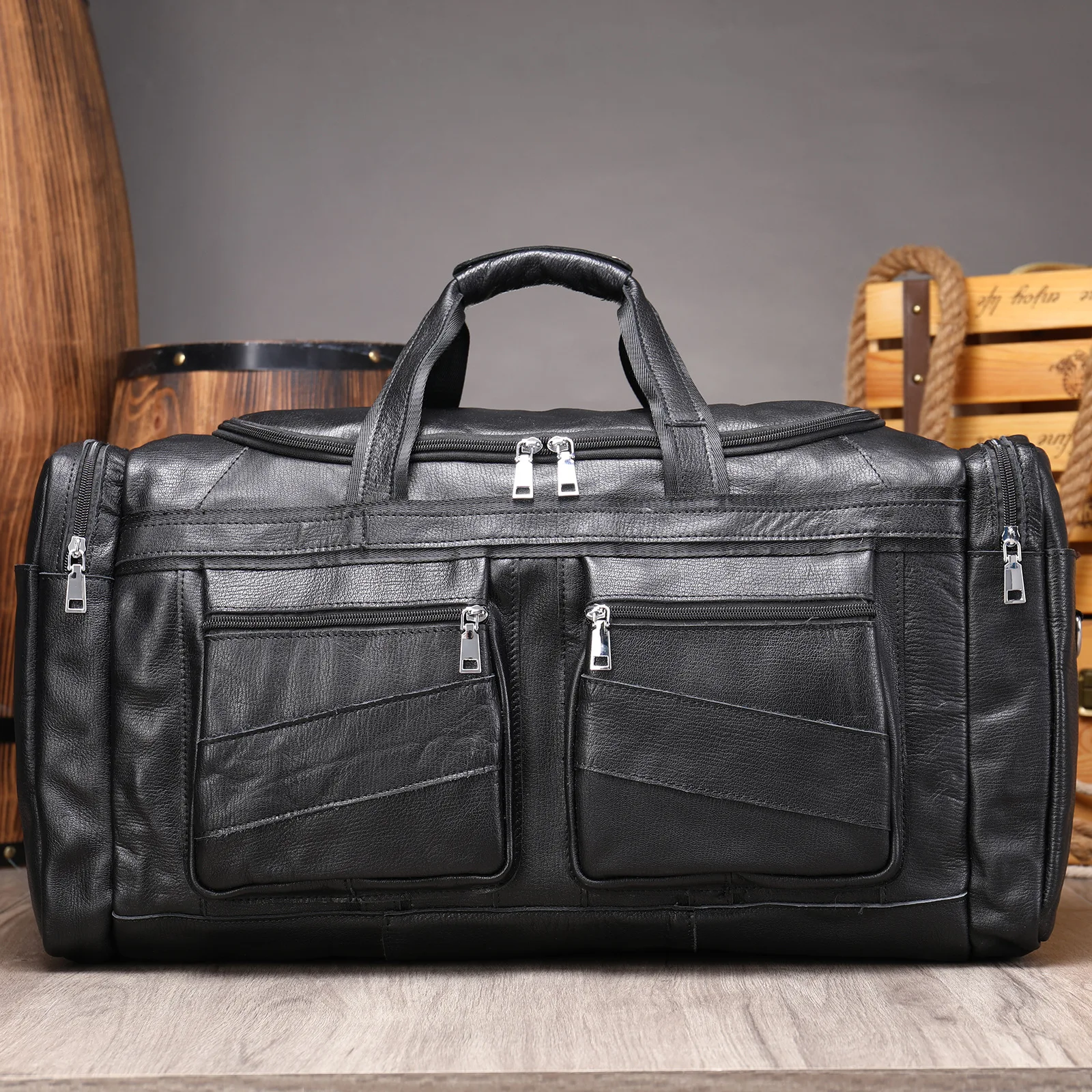 Large Travel Handbags Real Cowhide Men's Leather Travel bags Duffle Bag Weeker Bags Soft Cowhide Men Women Travel Luggage Bag