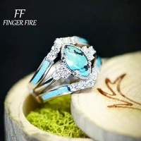 exquisite design charm fashion elegant sea blue ring wedding engagement anniversary jewelry wholesale