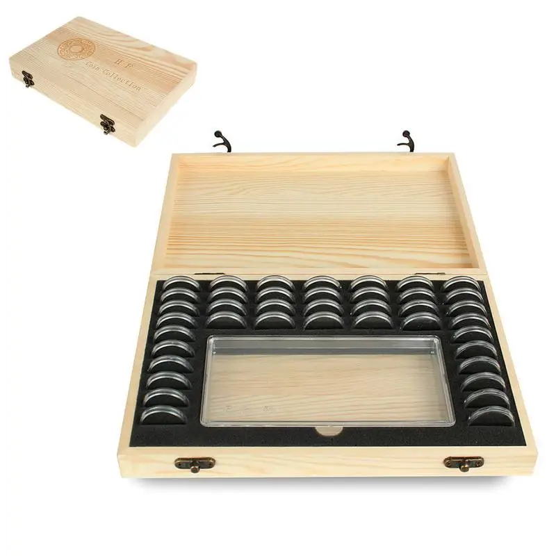 

Coin Holders Box Wooden Coin Storage Holder Case For Men Universal Display Commemorative Coins Collection Container