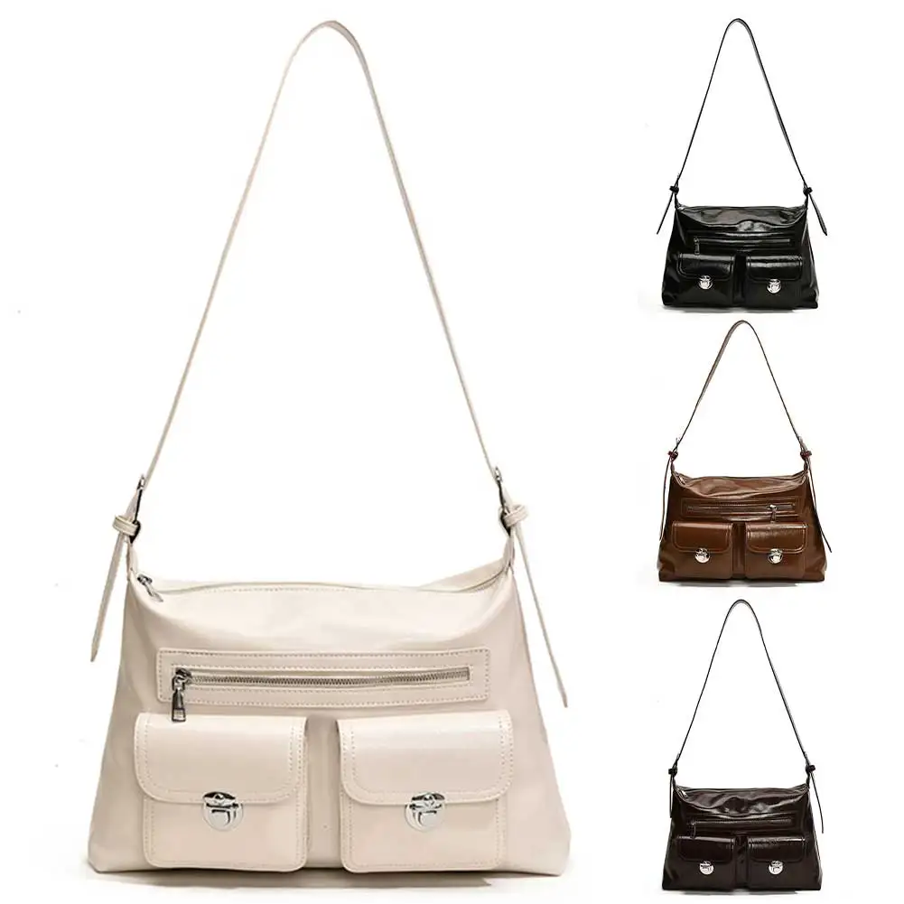 Сумка-хобо женская из экокожи на молнии с несколькими карманами